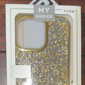 Gold & Silver Glitter Phone Case for iPhone 15 pro max